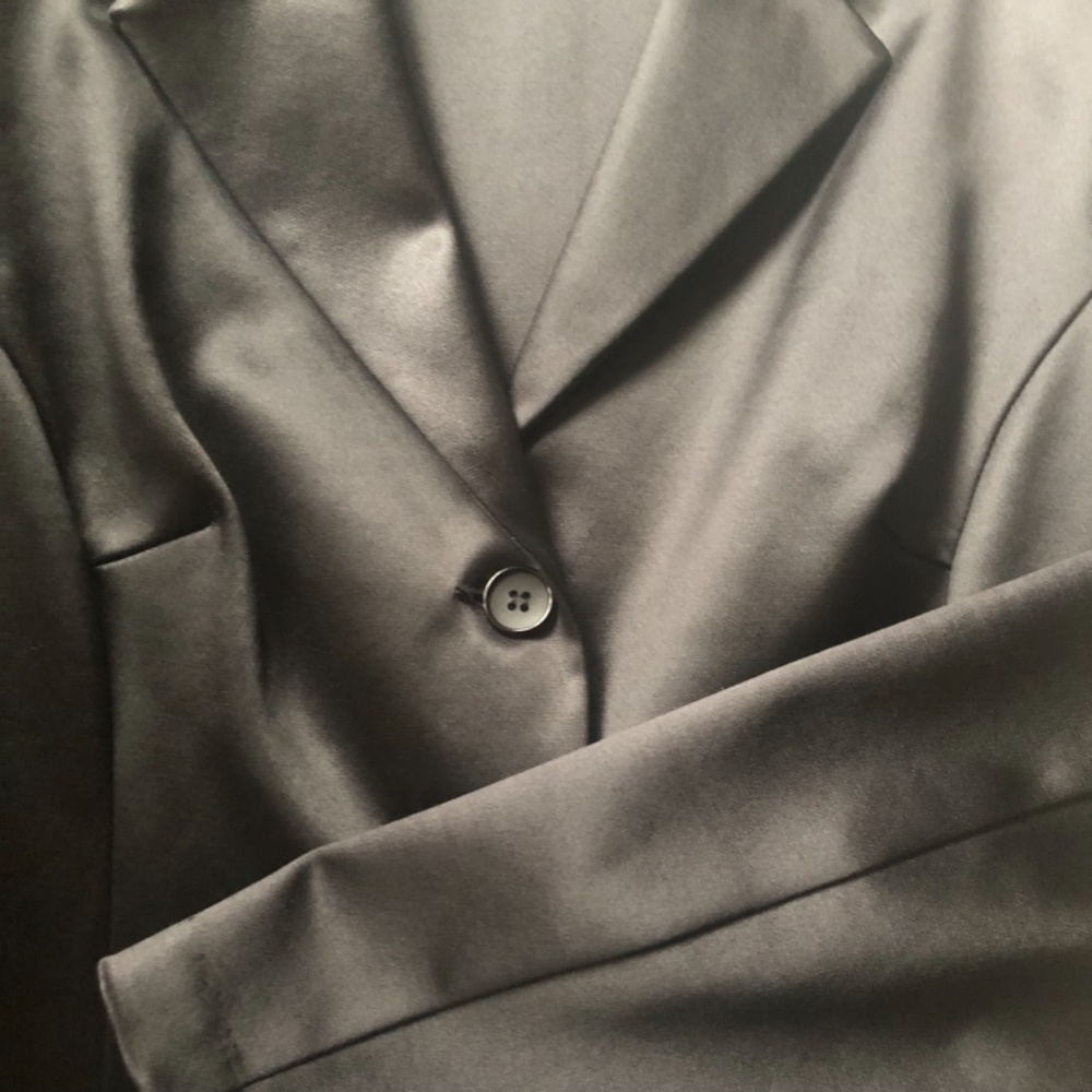 NWOT, Maria Bianca Nero Black Stretch, Satin Sheen Blazer - Picture 13 of 13
